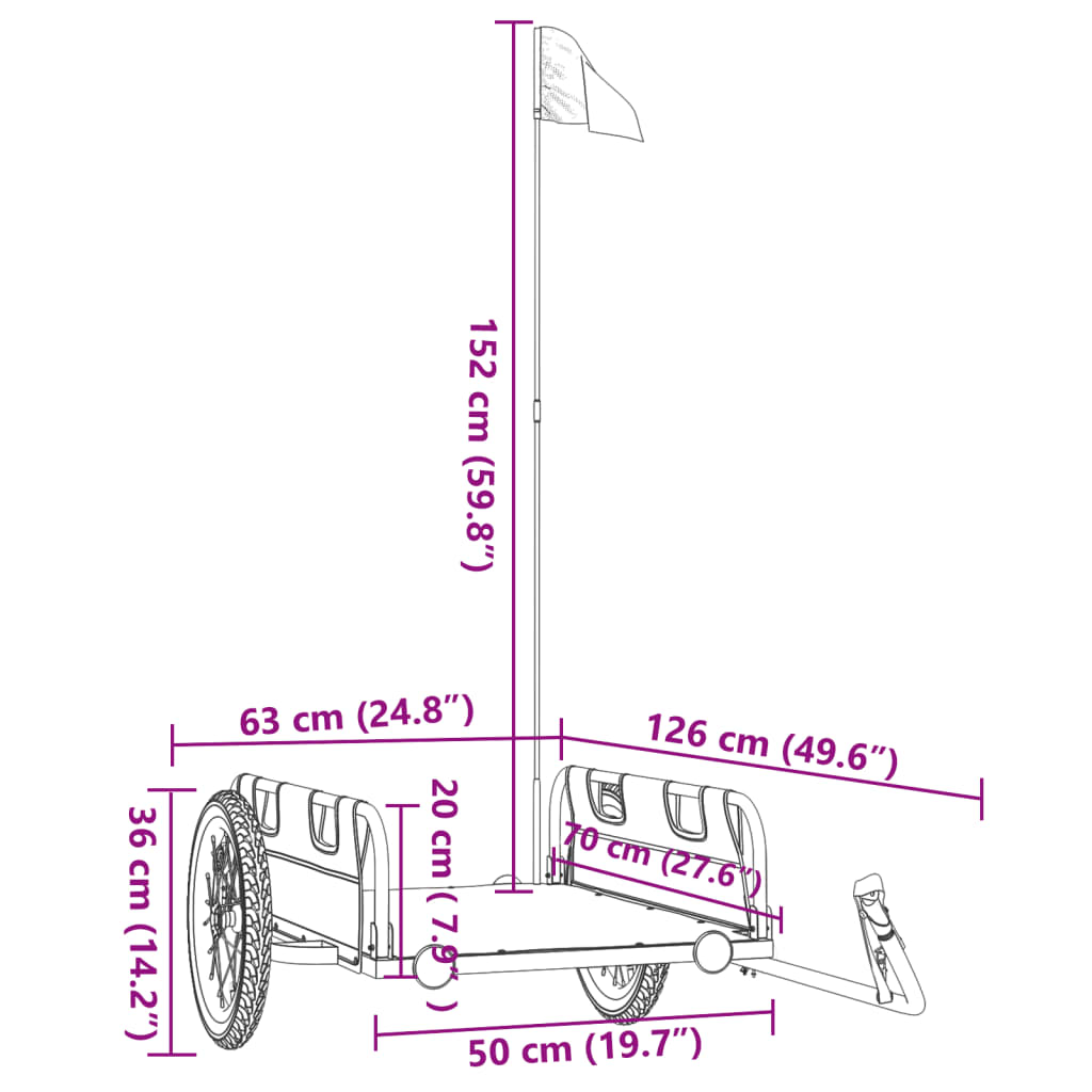 Fietstrailer oxford stof en ijzer grijs - AllerleiShop