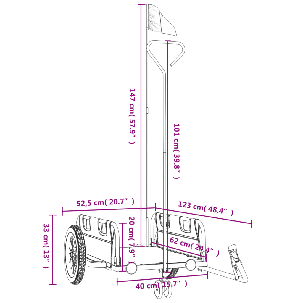 Fietstrailer oxford stof en ijzer zwart - AllerleiShop