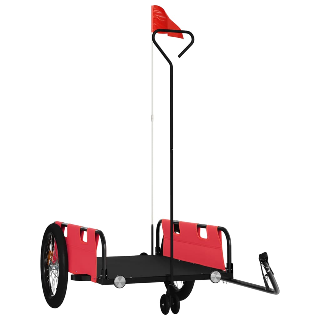 Fietstrailer oxford stof en ijzer rood en zwart - AllerleiShop