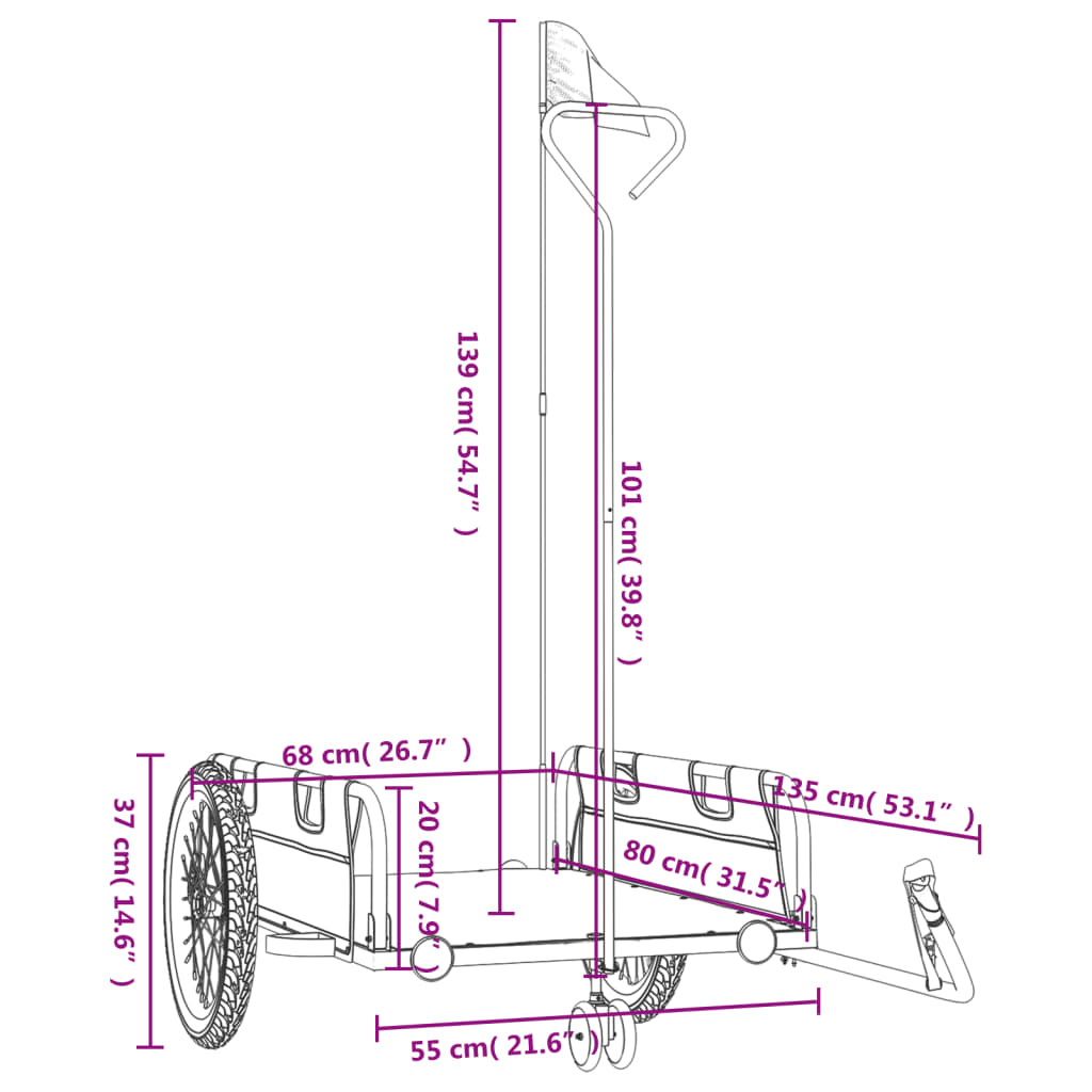 Fietstrailer oxford stof en ijzer rood en zwart - AllerleiShop