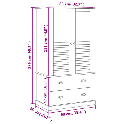 Kledingkast VIGO 90x55x176 cm massief grenenhout - AllerleiShop