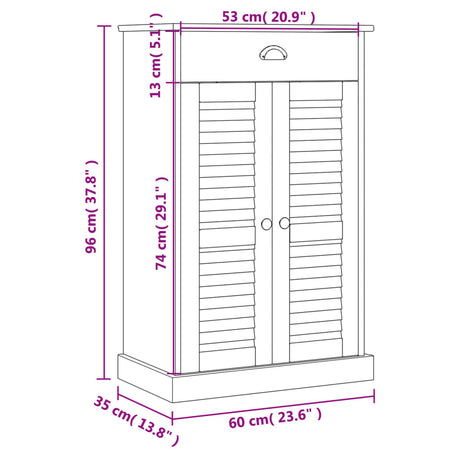 Schoenenkast VIGO 60x35x96 cm massief grenenhout wit - AllerleiShop