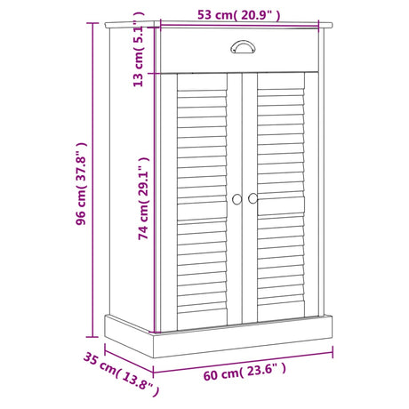 Schoenenkast VIGO 60x35x96 cm massief grenenhout grijs - AllerleiShop