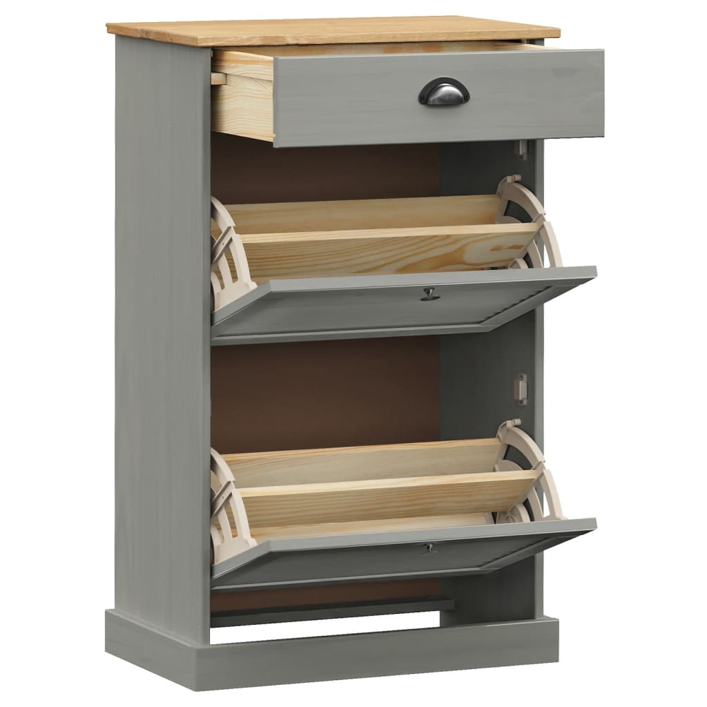 Schoenenkast VIGO 60x35x96 cm massief grenenhout grijs - AllerleiShop