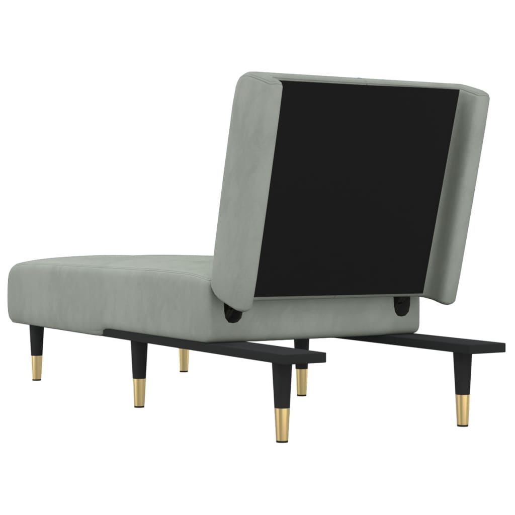 Chaise longue fluweel lichtgrijs