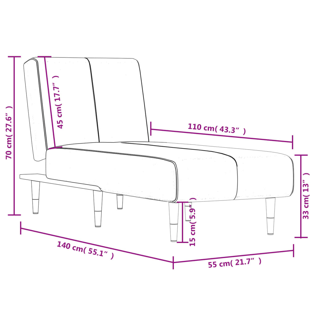 Chaise longue fluweel lichtgrijs