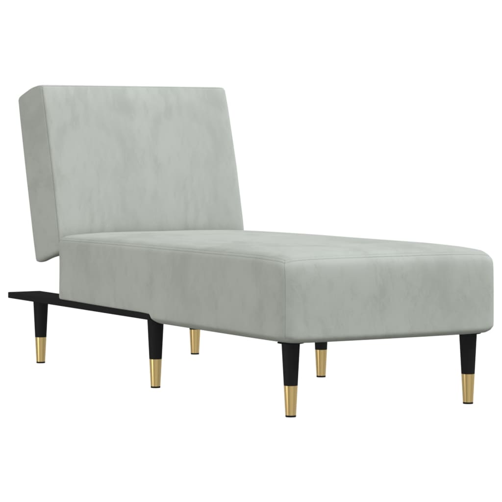 Chaise longue fluweel lichtgrijs