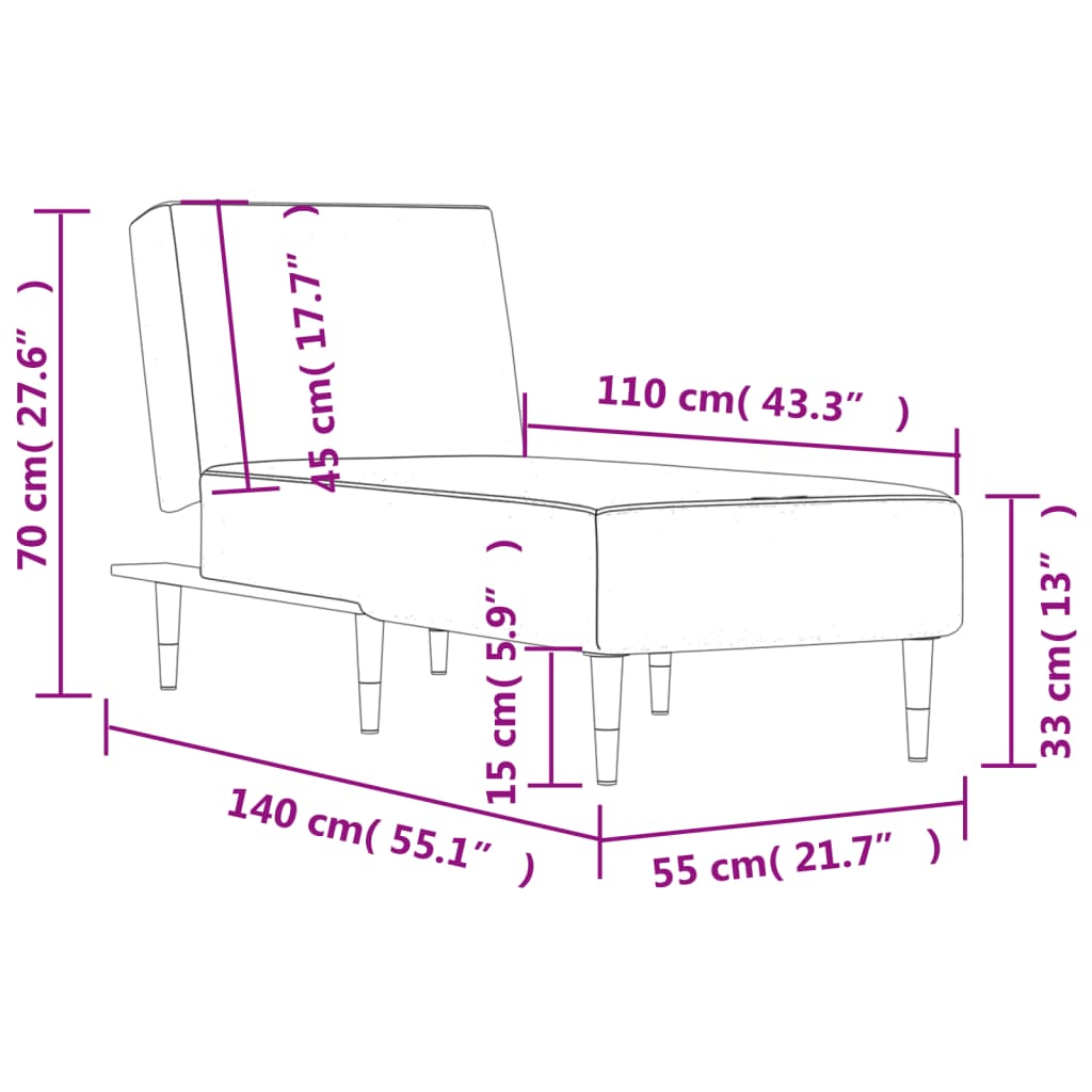 Chaise longue fluweel lichtgrijs