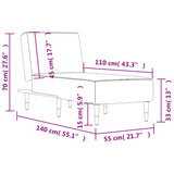 Chaise longue fluweel lichtgrijs