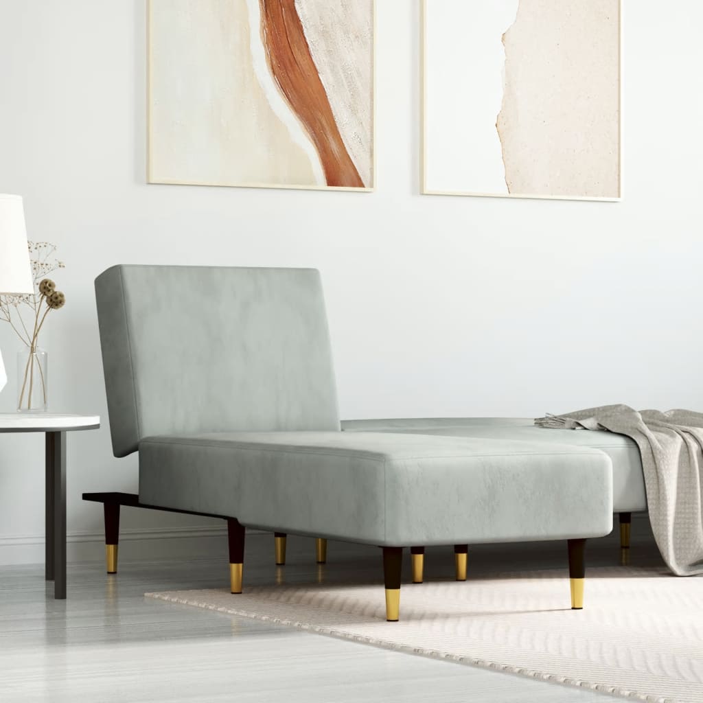Chaise longue fluweel lichtgrijs