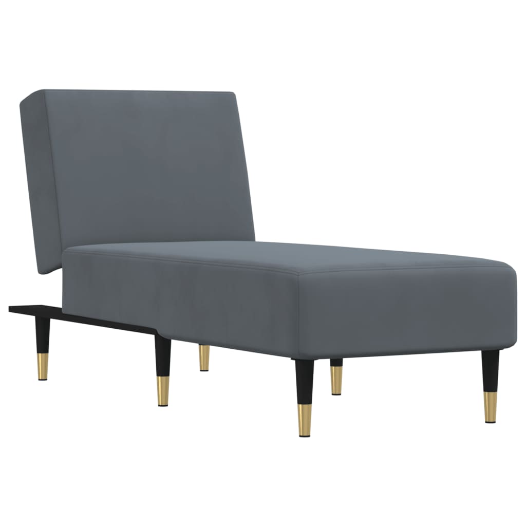 Chaise longue fluweel donkergrijs