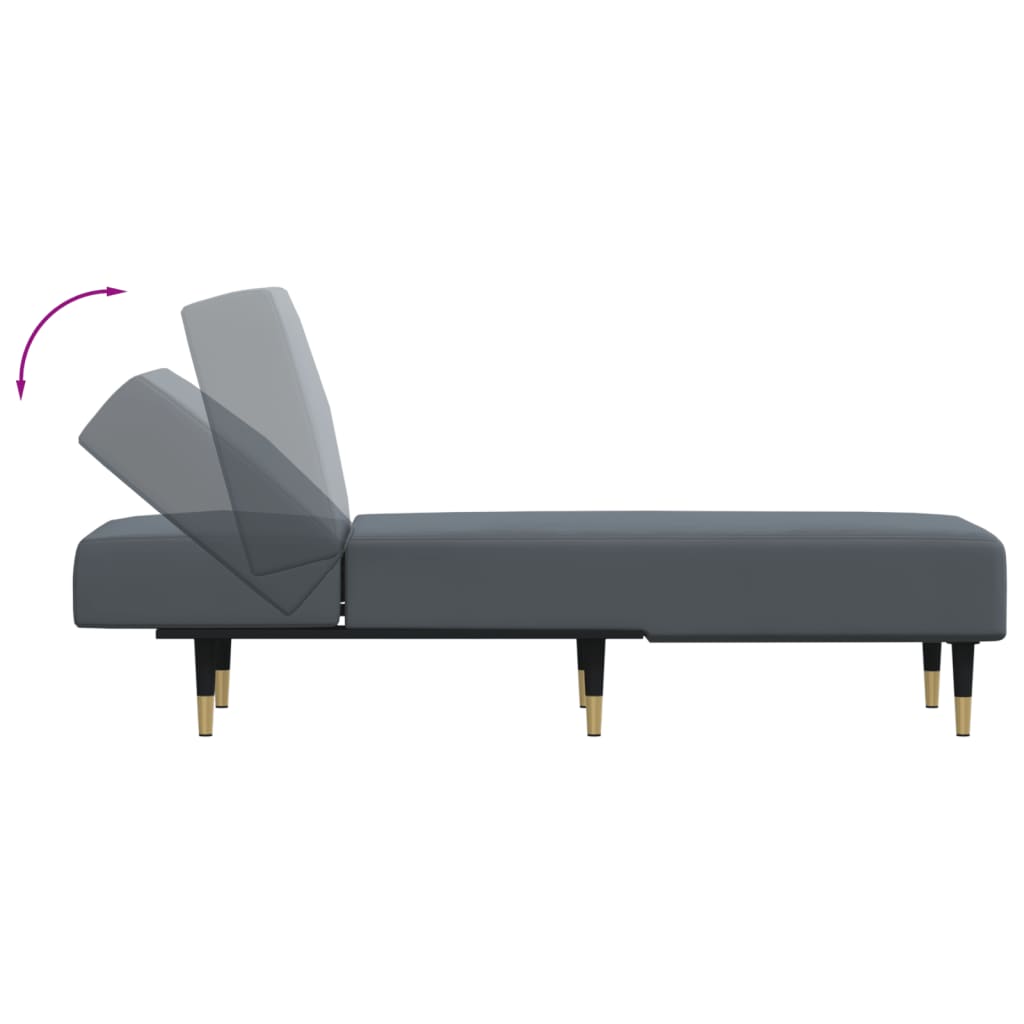 Chaise longue fluweel donkergrijs