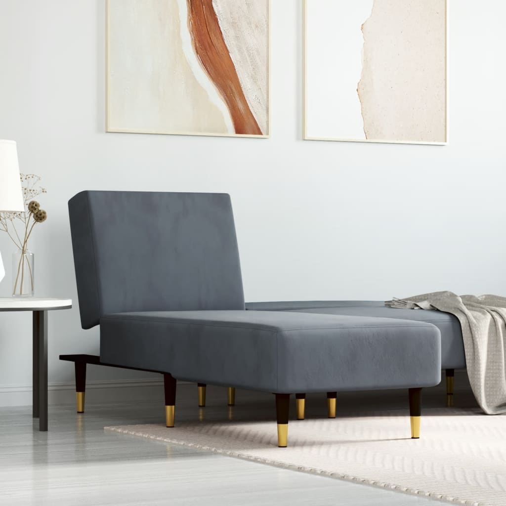 Chaise longue fluweel donkergrijs