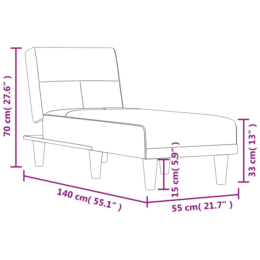Chaise longue stof lichtgrijs