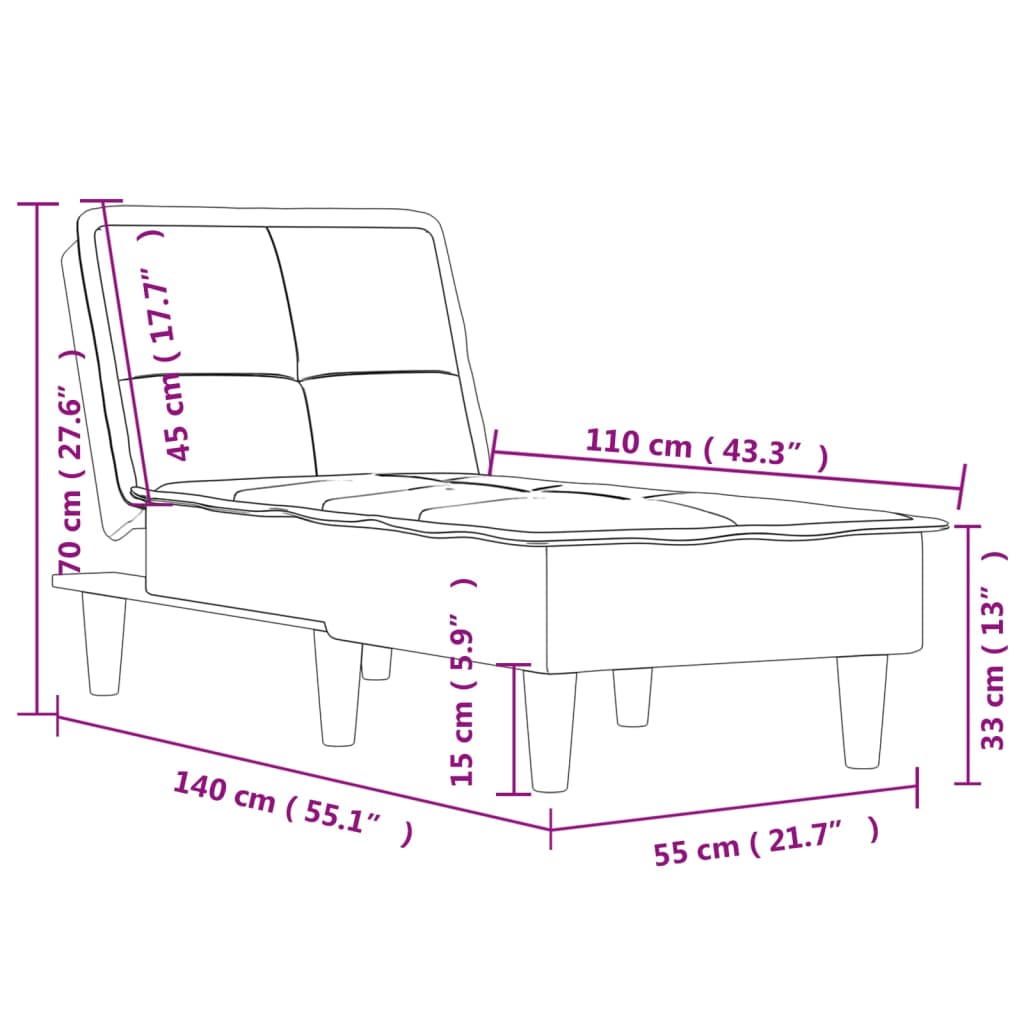 Chaise longue fluweel lichtgrijs