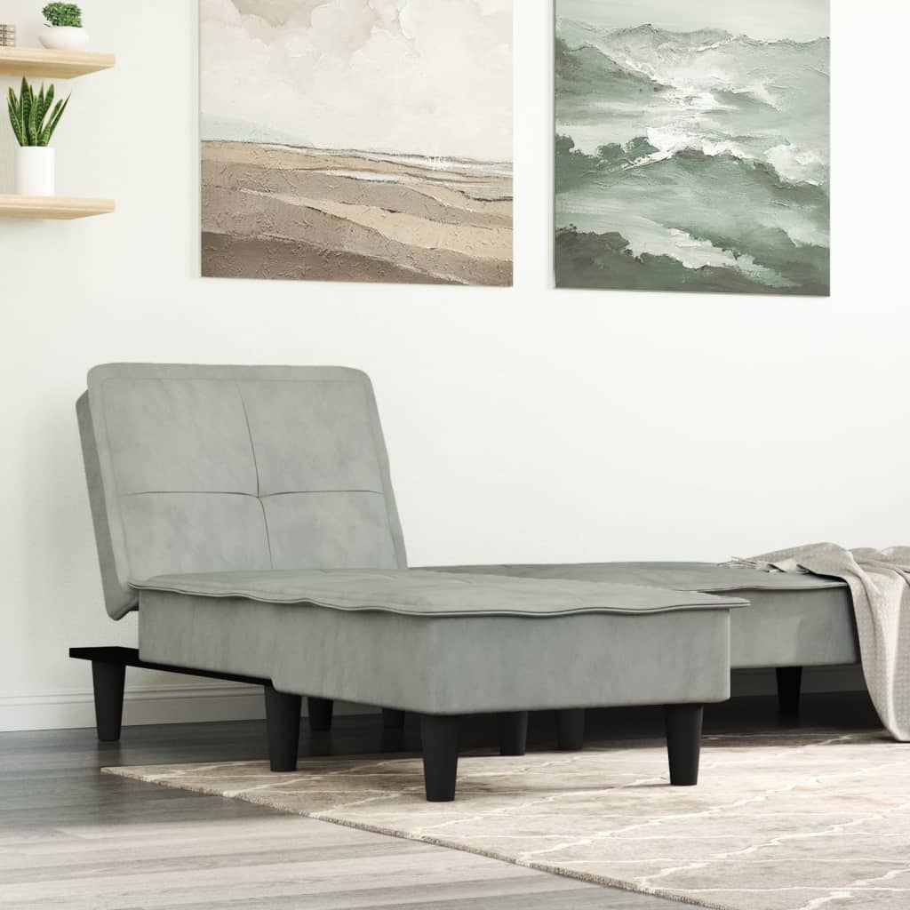 Chaise longue fluweel lichtgrijs
