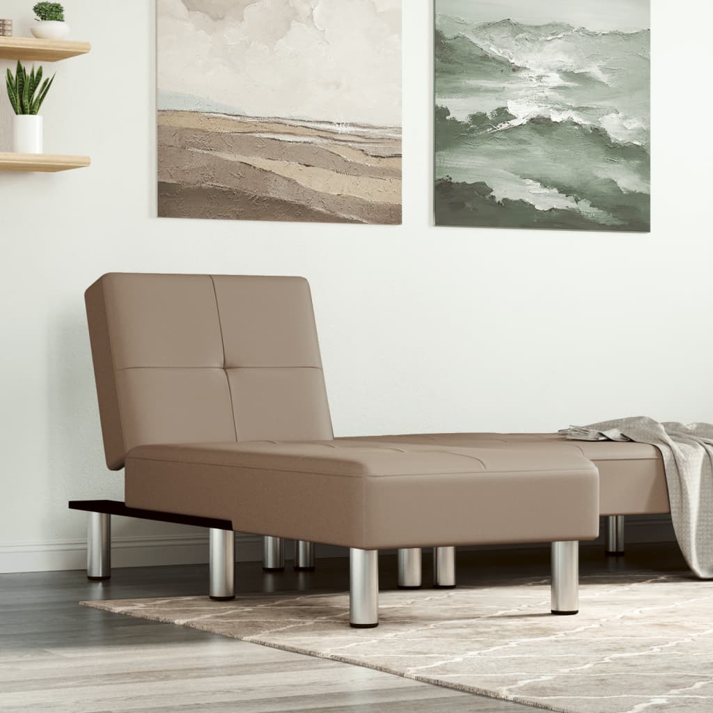 Chaise longue kunstleer capuccinokleurig