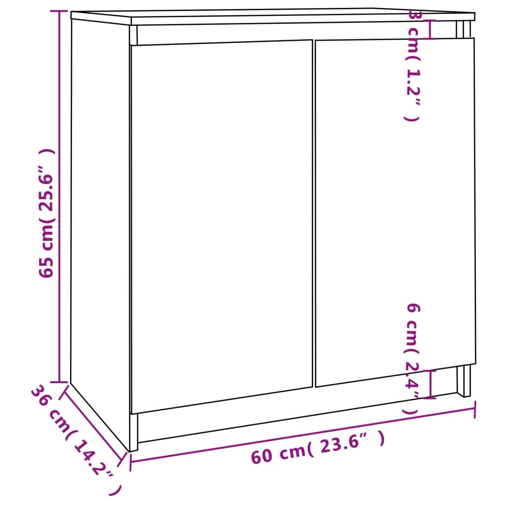 Bijzetkast 60x36x65 cm massief grenenhout wit