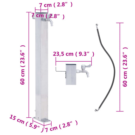 Waterzuil vierkant 60 cm roestvrij staal - AllerleiShop