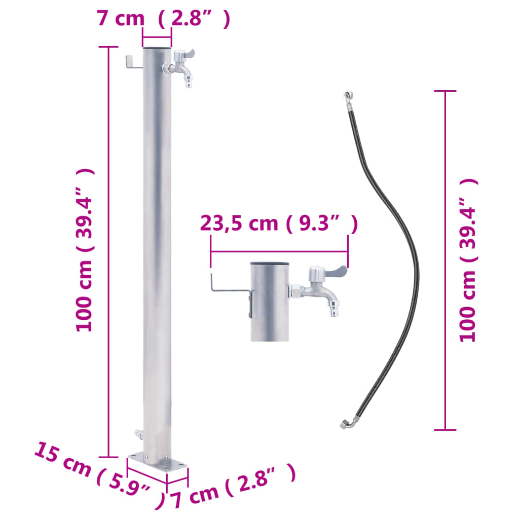 Waterzuil 100 cm roestvrij staal rond - AllerleiShop