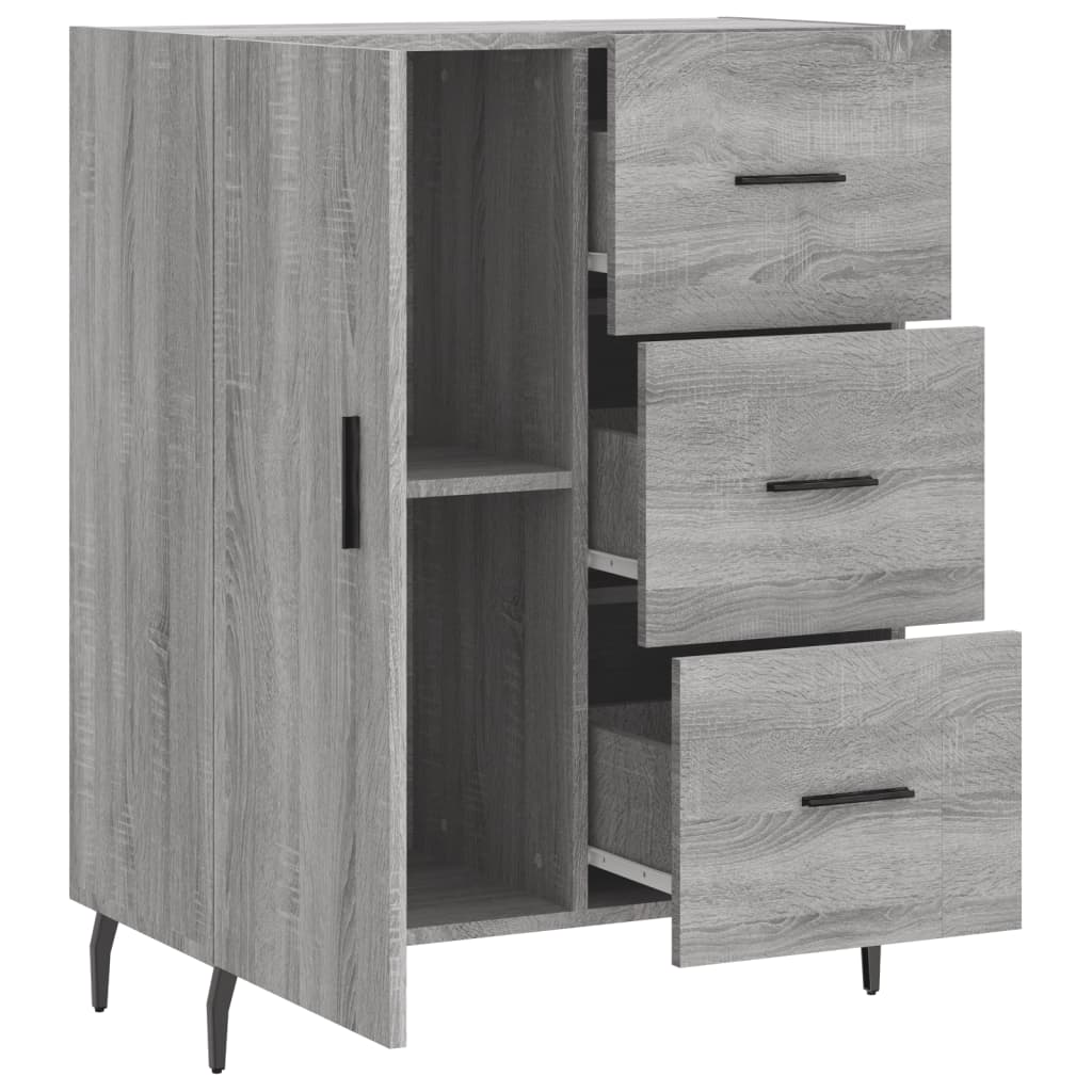 Dressoir 69,5x34x90 cm bewerkt hout grijs sonoma eikenkleurig