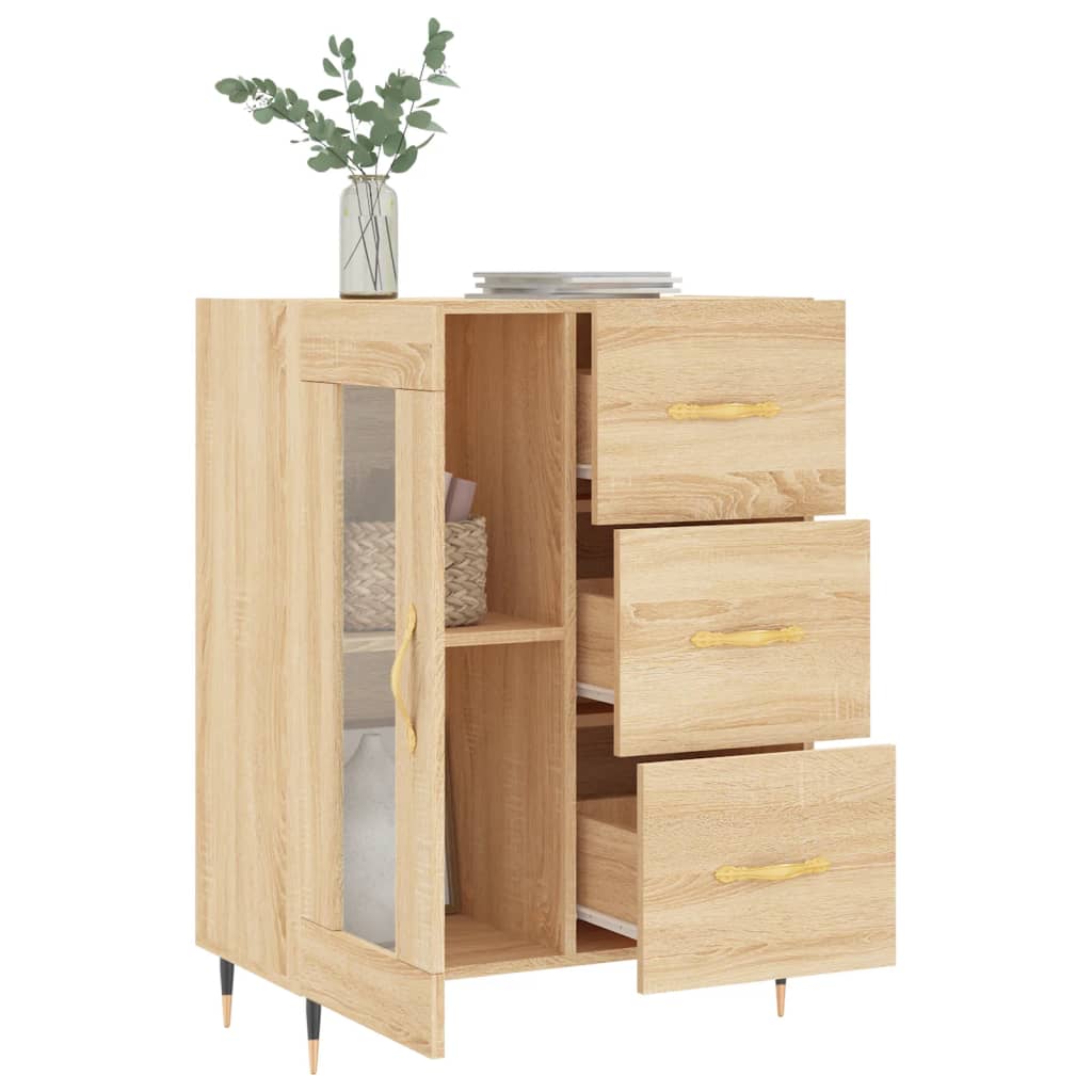 Dressoir 69,5x34x90 cm bewerkt hout sonoma eikenkleurig