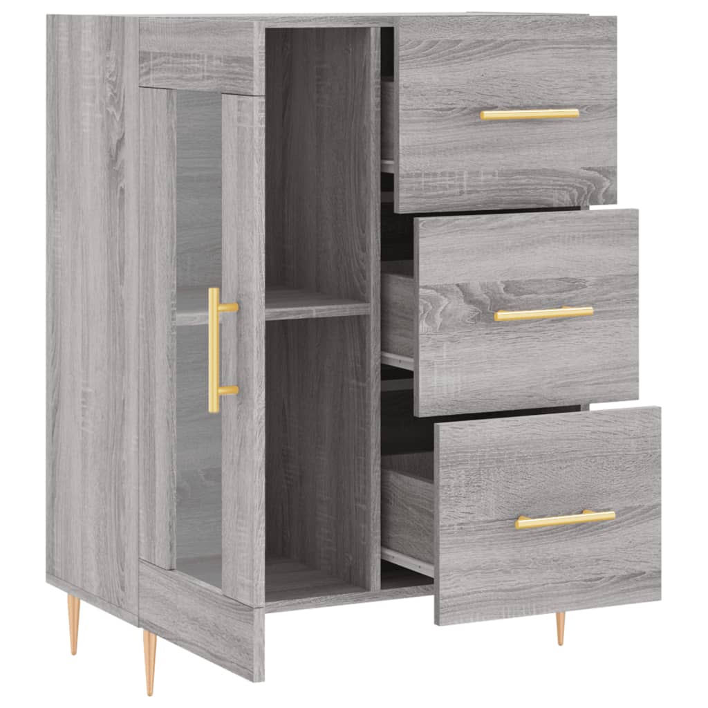 Dressoir 69,5x34x90 cm bewerkt hout grijs sonoma eikenkleurig