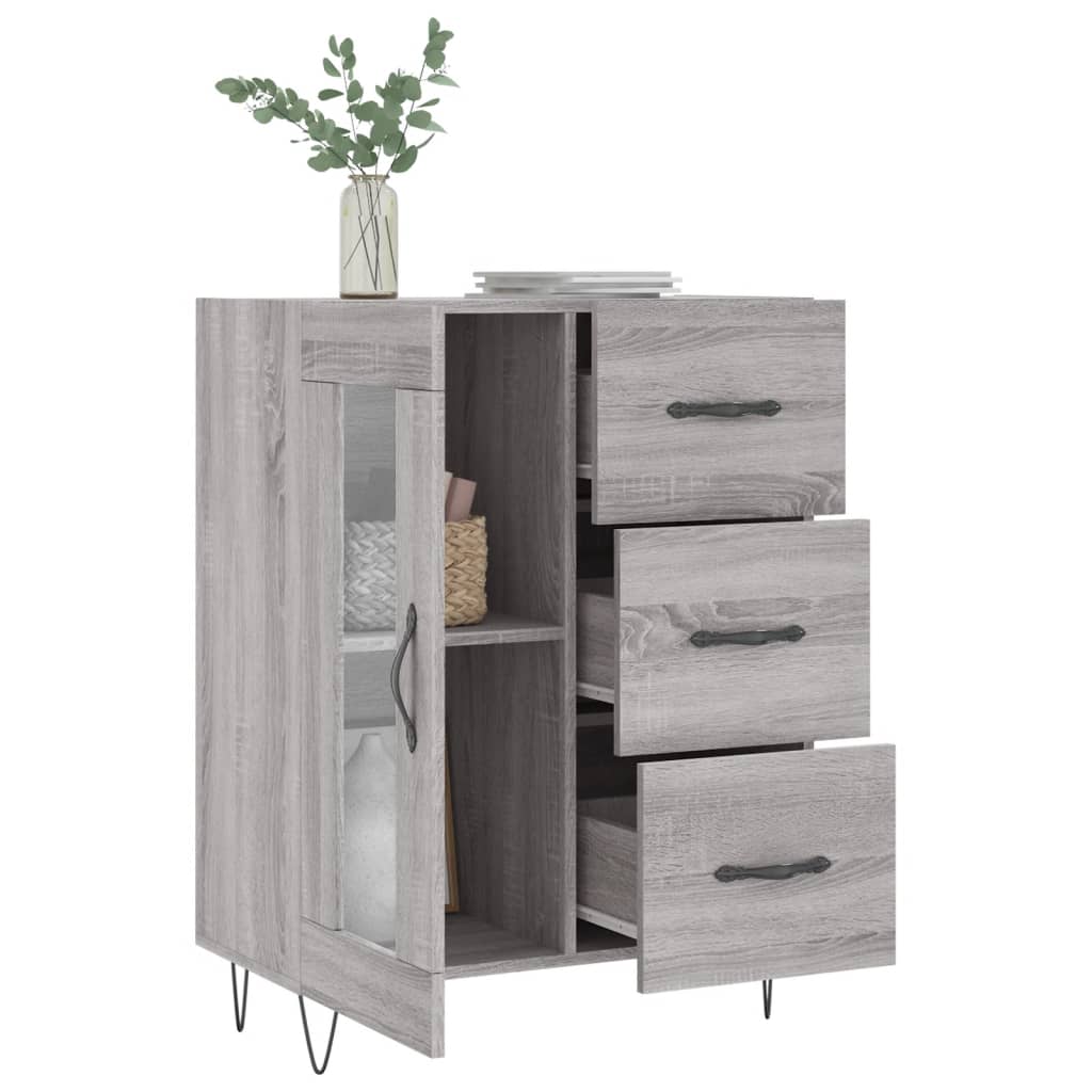 Dressoir 69,5x34x90 cm bewerkt hout grijs sonoma eikenkleurig