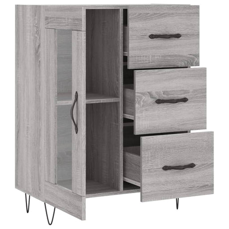 Dressoir 69,5x34x90 cm bewerkt hout grijs sonoma eikenkleurig