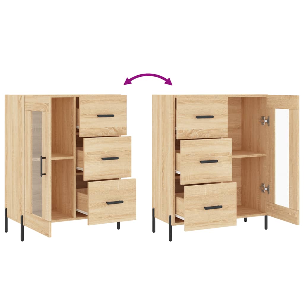 Dressoir 69,5x34x90 cm bewerkt hout sonoma eikenkleurig