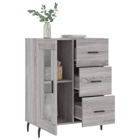 Dressoir 69,5x34x90 cm bewerkt hout grijs sonoma eikenkleurig