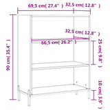 Schappenkast 69,5x32,5x90 cm bewerkt hout zwart