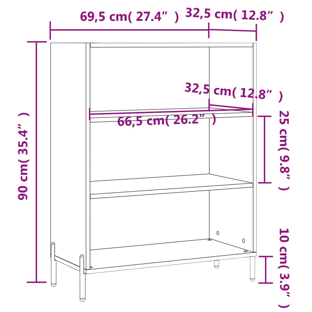 Schappenkast 69,5x32,5x90 cm bewerkt hout betongrijs