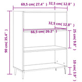 Schappenkast 69,5x32,5x90 cm bewerkt hout wit