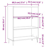 Schappenkast 69,5x32,5x90 cm bewerkt hout zwart