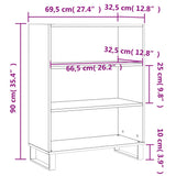 Schappenkast 69,5x32,5x90 cm bewerkt hout wit