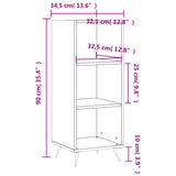 Schappenkast 34,5x32,5x90 cm bewerkt hout wit