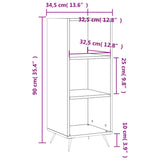 Schappenkast 34,5x32,5x90 cm bewerkt hout zwart