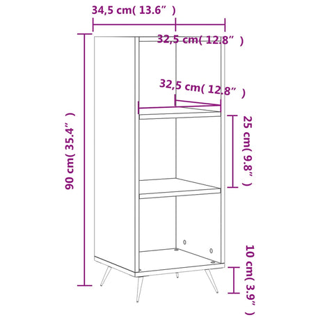 Schappenkast 34,5x32,5x90 cm bewerkt hout sonoma eikenkleurig