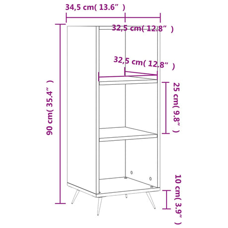 Schappenkast 34,5x32,5x90 cm bewerkt hout betongrijs