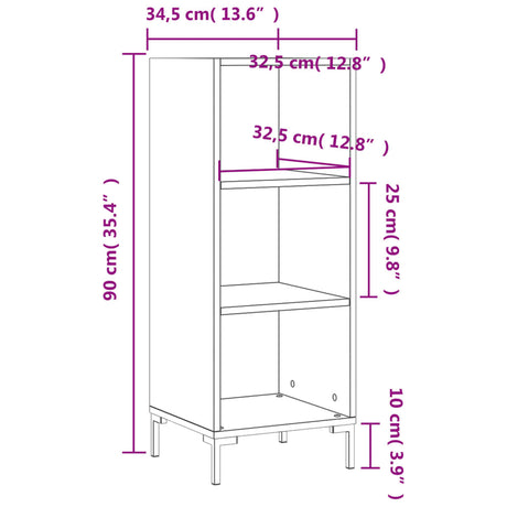 Dressoir 34,5x32,5x90 cm bewerkt hout grijs sonoma eikenkleurig