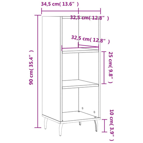 Dressoir 34,5x32,5x90 cm bewerkt hout gerookt eikenkleurig