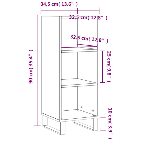 Dressoir 34,5x32,5x90 cm bewerkt hout wit