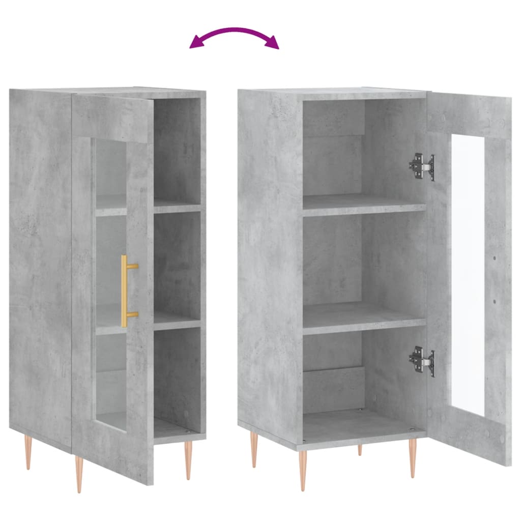 Dressoir 34,5x34x90 cm bewerkt hout betongrijs