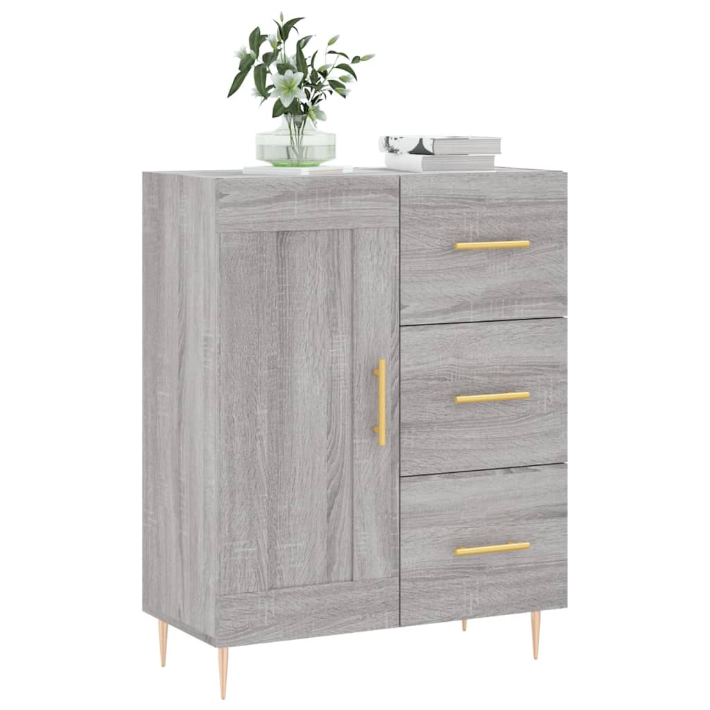 Dressoir 69,5x34x90 cm bewerkt hout grijs sonoma eikenkleurig