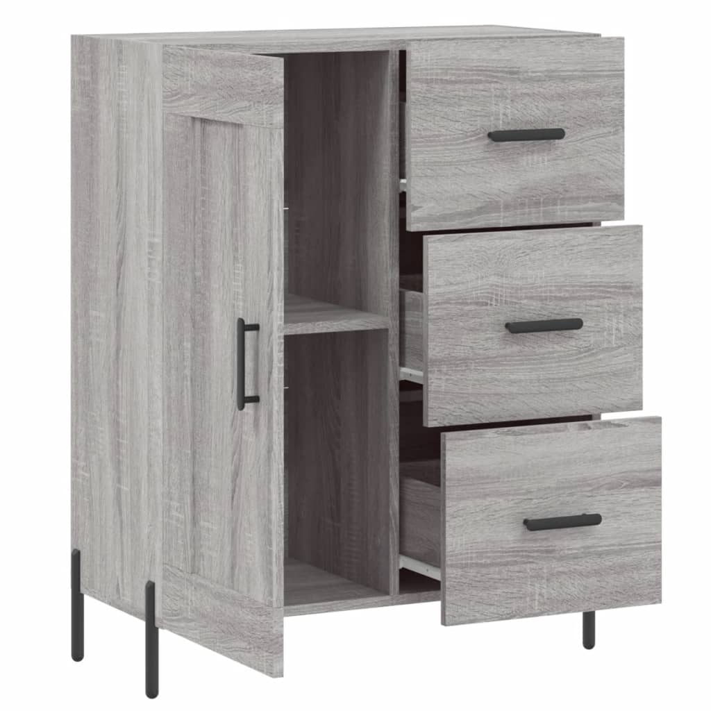 Dressoir 69,5x34x90 cm bewerkt hout grijs sonoma eikenkleurig