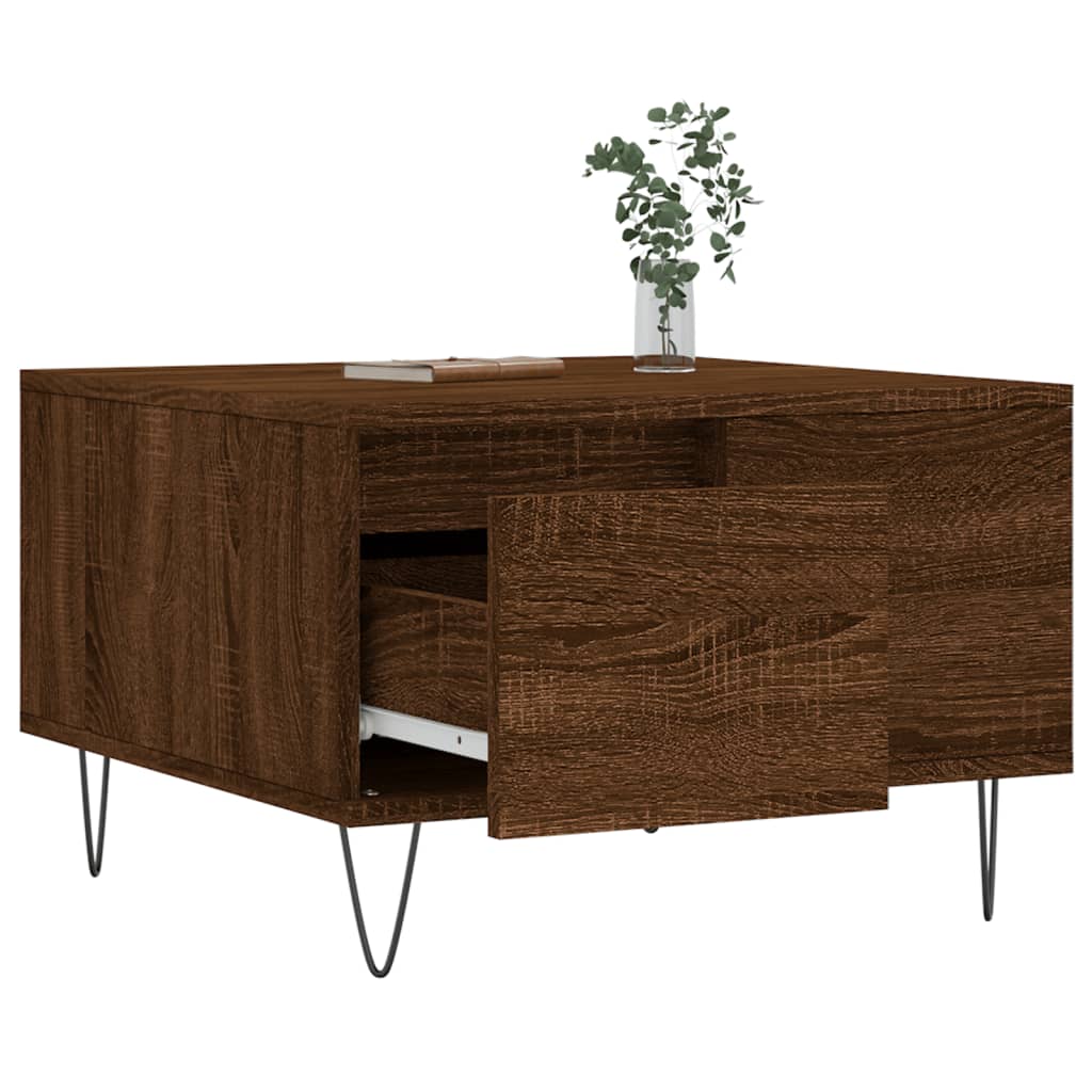 Salontafel 55x55x36,5 cm bewerkt hout bruin eikenkleur