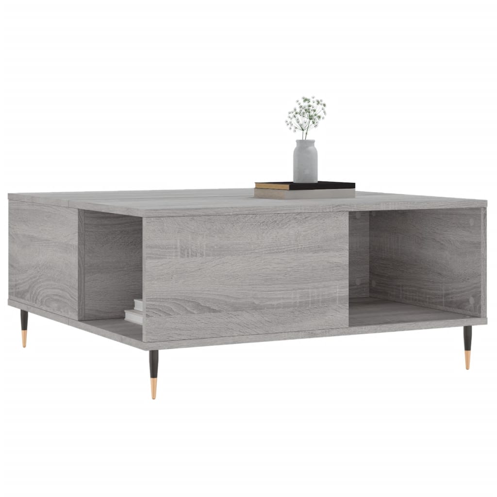 Salontafel 80x80x36,5 cm bewerkt hout grijs sonoma eikenkleurig