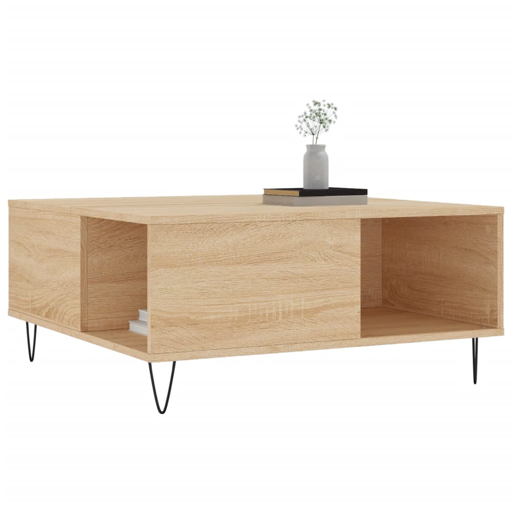 Salontafel 80x80x36,5 cm bewerkt hout sonoma eikenkleurig