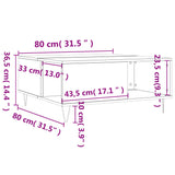 Salontafel 80x80x36,5 cm bewerkt hout sonoma eikenkleurig